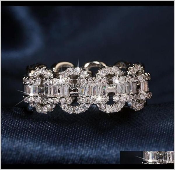 

band rings drop delivery 2021 sier color bling zircon stone chain ring for women wedding engagement fashion jewelry rhqqb6117231, Silver