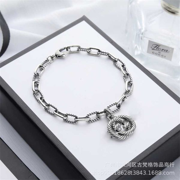 

designer jewelry bracelet necklace ring 925 twist pattern interlocking old thread men's women's lovers bracelet, Black