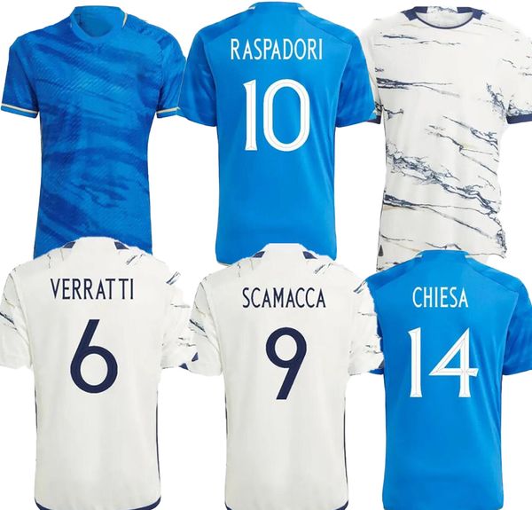 

italys soccer jerseys 2023 italian thai quality jersey 10 raspadori 9 scamacca 8 jorginho 7 frattesi 18 barella 14 chiesa customized number, Black;yellow