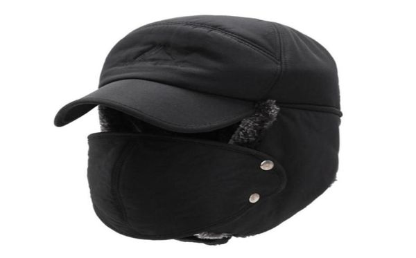 

bomber hats pilot trapper trooper hat winter faux fur earflap men high altitude mountain skiing snow with masks new30498647387912, Black;white