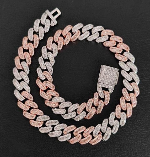 

15mm hip hop t cubic zirconia tennis chain 18k real gold plated graduated link necklaces2721754, Black