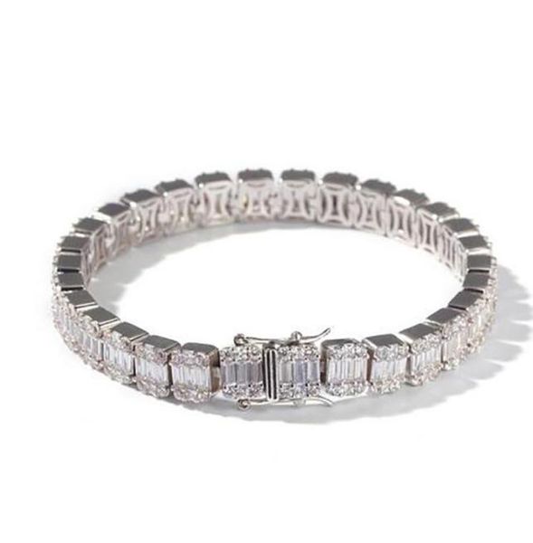 

hiphop silver square diamond bracelet tenns bracelet 7inch 8quotinch 86mm simulate dimonds bangles braceles5879562, Golden;silver