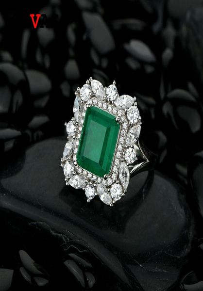 

oevas 100 925 sterling silver synthesis emerald wedding rings for women sparkling high carbon diamond party fine jewelry gifts8466395, Golden;silver