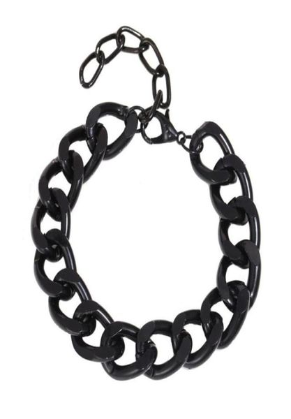 

punk alloy thick black chain bracelet for women men unopen adjustable rock street jewelry accessories 5195352585882008475
