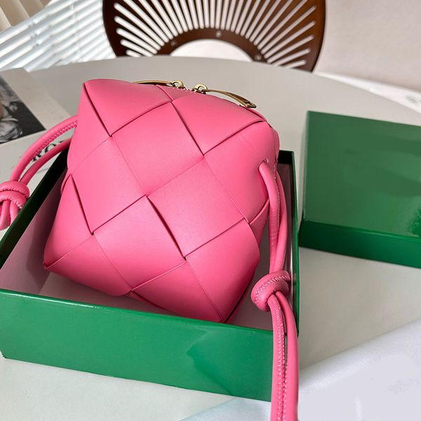 

woven square shoulder bags crossbody bag designer handbag mini totes messenger bags pleated plaid woven cow leather handbags double zipper k