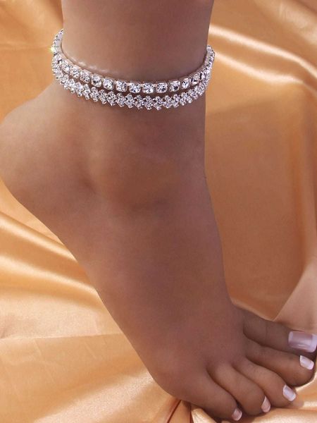 

anklets double diamond rhinestone anklet personality beach rhinestone anklet aa230530, Red;blue