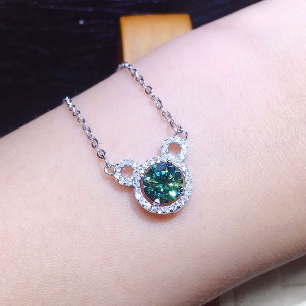 

elegant bear 2ct aaaaa moissanite pendant silver color promise wedding pendants choker necklace for women bridal jewelry