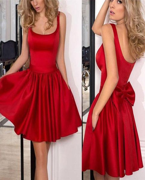 

new red short homecoming dresses satin bow with deep square neck prom party dress formal occasion wear ba99843614757, Blue;pink