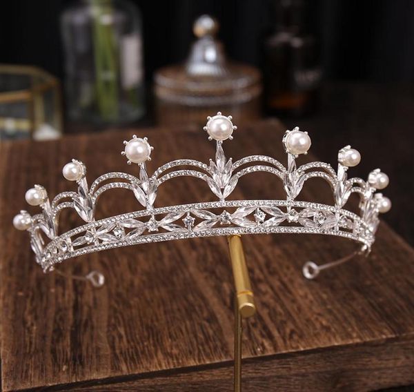 

hair clips barrettes baroque luxury rhinestone pageant diadem silver plated crystal pearls bridal tiaras crown headbands wedding5426464, Golden;silver