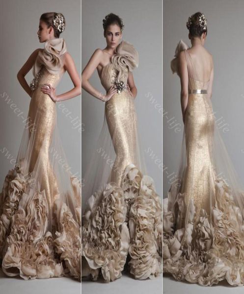 

2019 luxury long krikor jabotian mermaid evening dresses backless one shoulder ruffles sequined formal prom party pageant dress ma6060574, Black;red