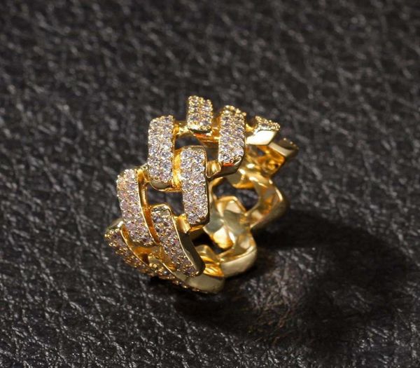 

ice out cubic zircon cuban ring for men silver gold color hip hop jewelry size 8109862784