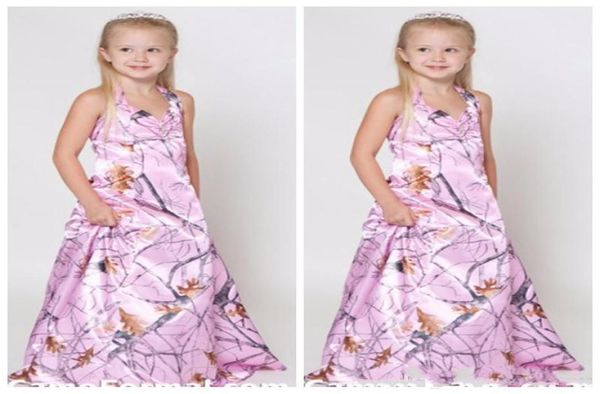

full pink camo long a line flower girl dresses custom 2020 camouflage real tree camo kids girls party gowns country1434583, White;blue