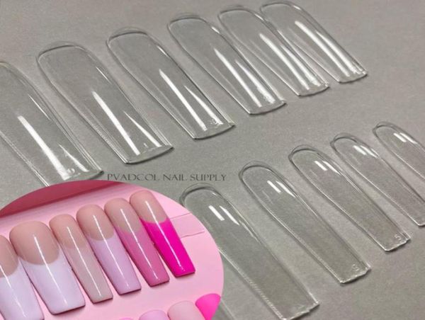 

xxl square full cover clear press on false nail tips extra long nails straight shape fake tip manicure tool4485651, Red;gold