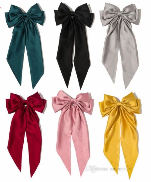 

girls big bows ribbon hairpins preppy style kids bow hairclip children princess barrettes women hair accessory 83inch a73081662726, Slivery;white