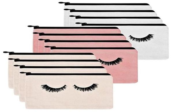 

12 pieces eyelash cosmetic bags makeup bags travel pouches toiletry bag cases with zipper for women girls1482850, Pink;blue