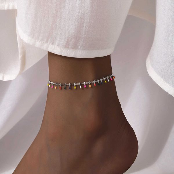 

anklets stainless steel anklet bracelet for women bobemian summer beach foot jewelry minimalist anklets female gift aa230530, Red;blue