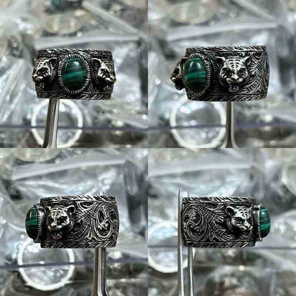 

designer jewelry bracelet necklace ring garden head malachite green complex pattern animal year ringnew jewellery, Silver
