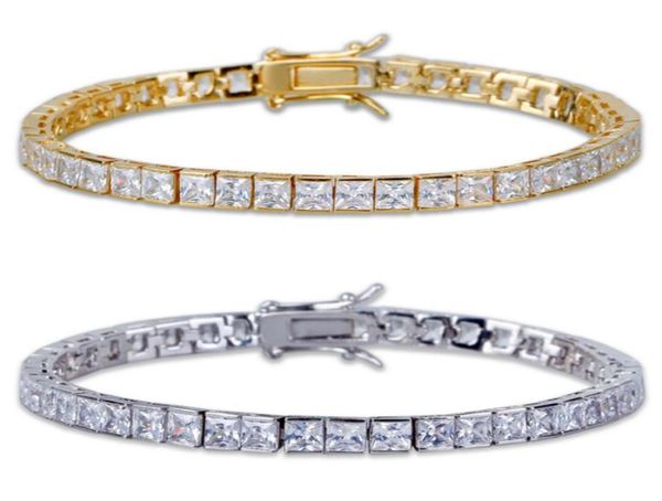 

charm fashion classic tennis bracelet jewelry design white aaa cubic zirconia bracelet clasps chain 18k gold size 8inch for men br2971074, Golden;silver