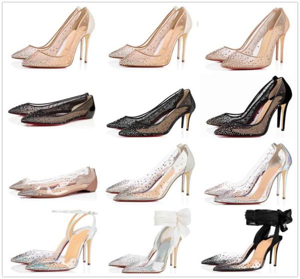 

dress shoes red high kate heels bottom luxury women pumps crystal woman high heels pointed toe rivet wedding shoes full original p6704477, Black