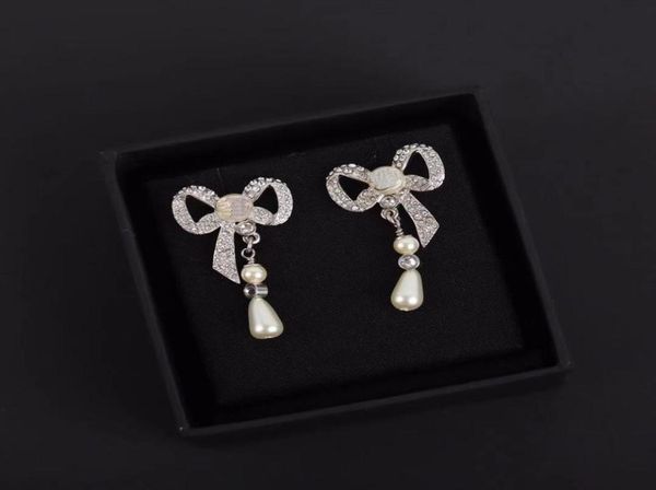 

fashion girl charm earrings bowknot pearl charming ear stud for women party wedding engagement lovers gift jewelry with fast deliv5996663, Golden