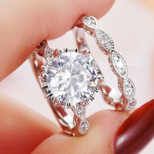

band rings huitan trendy set rings for women silver color modern fashion female finger rings wedding party statement jewelry 2023 new item a