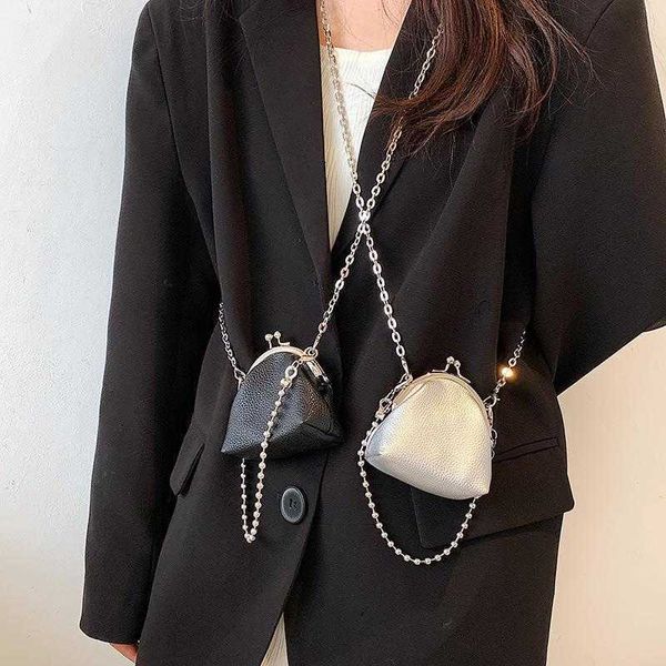 

mini clip bag korean style stylish good texture chain decoration trendy ins western crossbody coin purse, Red;black