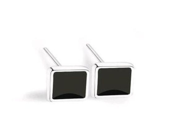 

black men earrings studs square s925 sterling silver fashion ear jewelry for men and women1162570, Golden;silver