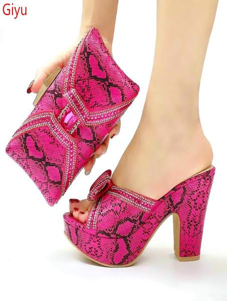 

fashion fuchsia italian shoes with matching bags african women shoes and bags set for prom party summer sandal kl151728012, Black