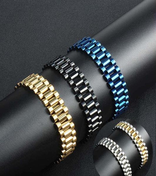 

316l stainless steel watchband bracelets hip hop punk jewelry high polished ip plated lovers bangle couples bracelet weddings birt4681308, Black