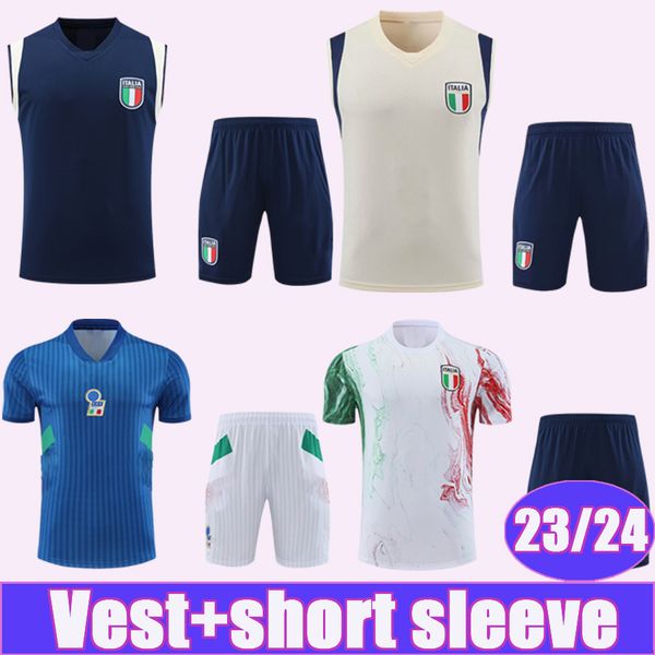 

2023 2024 italy training wear short sleeve soccer jerseys chiesa lorenzo verratti pinamonti politano barella football shirt vest uniforms, Black