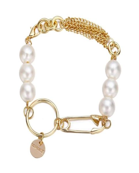 

charm bracelets europe and america style pearl metal paper clip circle creative retro simple alloy bracelet6748533, Golden;silver