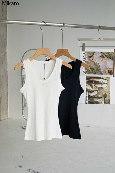 

mikaro designer women tanks camis anagram engineered cotton blend tank shorts designer skirts yoga suit two piece dress bra vest ladies sol, White