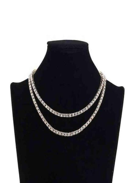 

colar de tenis iced out 5mm width chain necklac cz single row tennis necklace248i7770602, Silver