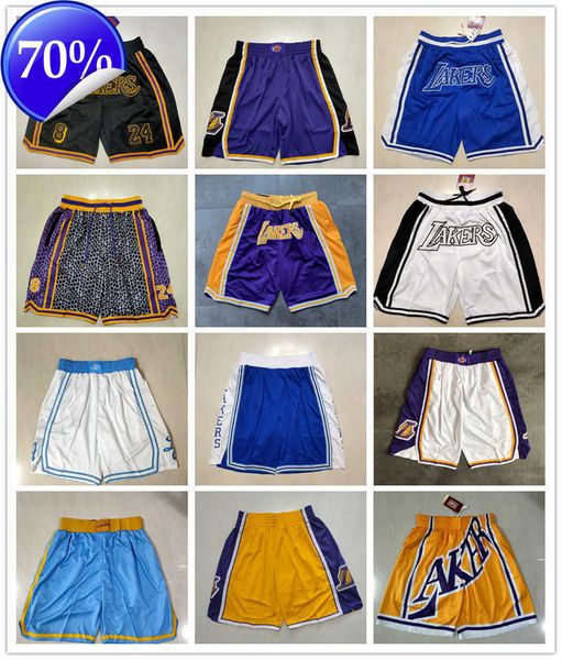 

los angeles''lakers''men throwback basketball shorts pocket purple yellow, Black