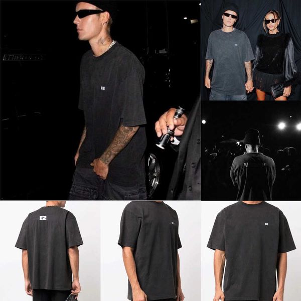 

summer spring turn letters embroidery men's t-shirts france paris oversize cotton washed tee luxury fashion women high street leisure t, White;black