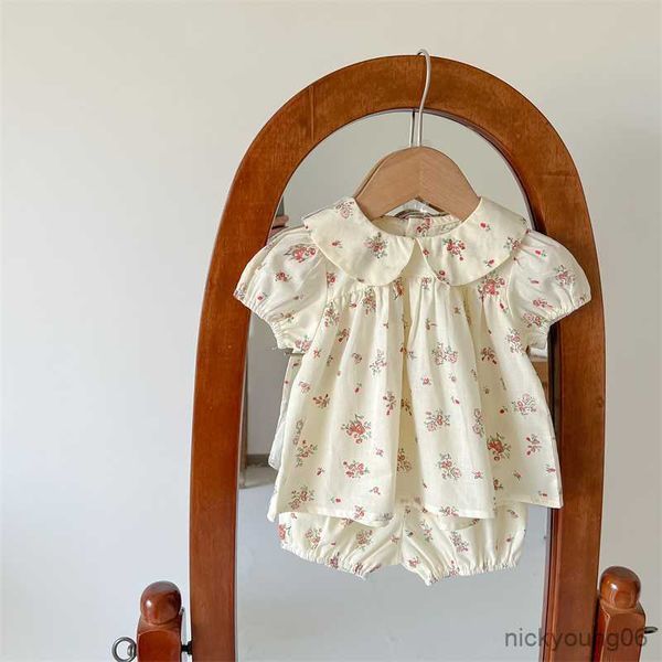 

clothing sets 6m-36m newborn baby girls cotton print clothes for summer short sleeve shirtandshorts 2pcs, White