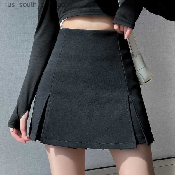 

skirts high waist women new style summer bag hip short pants black shows thin split a-line skirt l230522
