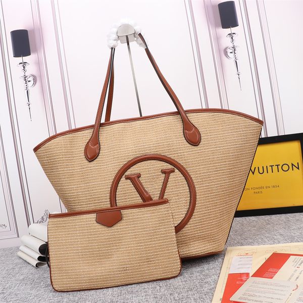 

designer bags luxury beach bag fashion women hnadbags straw bag mommy shopping bags 2pcs/set tote handbags woman's woven bag the tote b