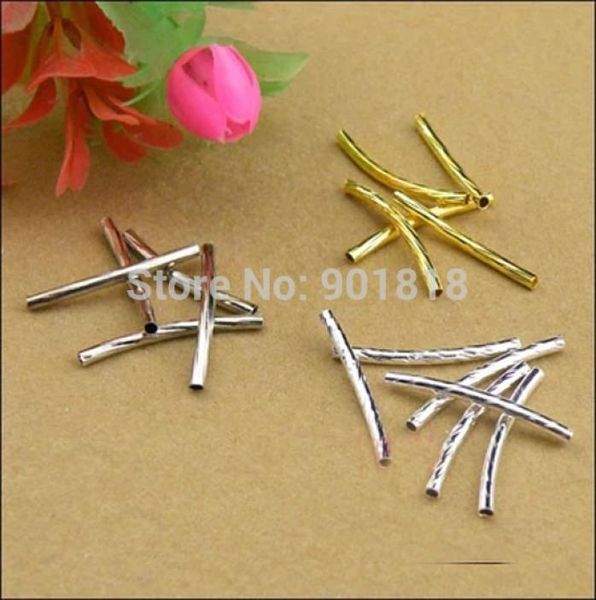 

whole100pcs lot 225mm gold silver rhodium thread copper tube jewelry findings tube connectors beads diy material f15547332, Blue;slivery