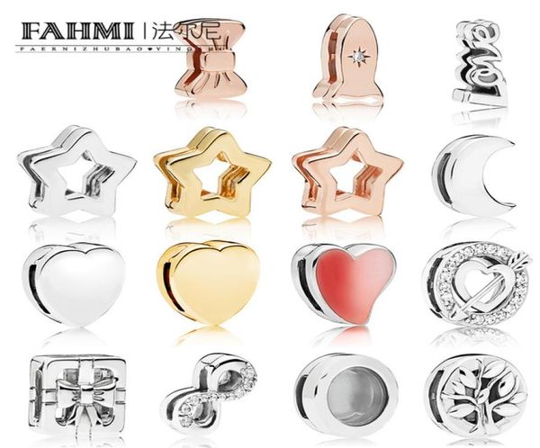 

fahmi 100925 sterling silver shiny glamorous star clip rose space ship clip moon bow gift heart sparkling infinity clip pendant1063252, Black