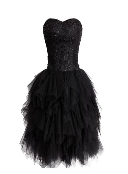 

gorgeous sweet 16 dress black homecoming dresses beaded sequins lace ruffled puffy skirt laceup corset back strapless sweethe5987065, Blue;pink