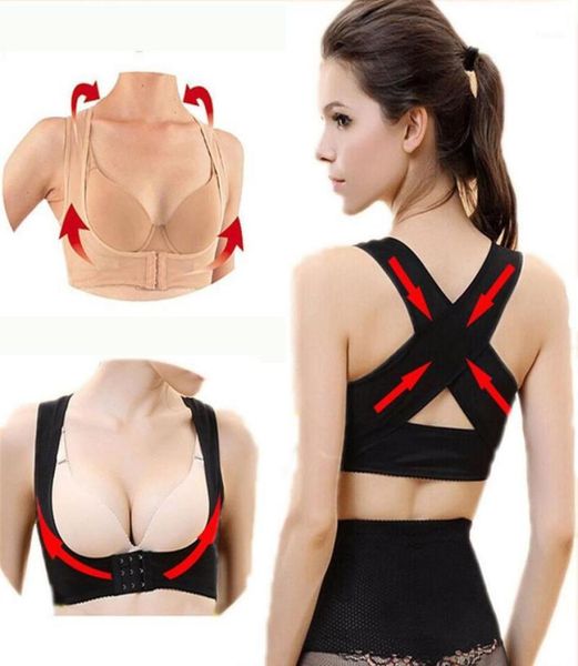 

adjustable women back brace support belt orthopedic back posture corrector rectify straightener body shaper adjuster belt11998908, Black;gray