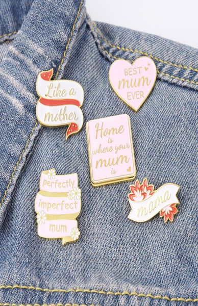 

pink color mum ever love heart enamel brooches pin for women fashion dress coat shirt demin metal funny brooch pins badges pr3410674, Gray