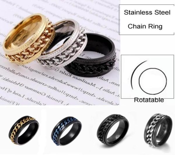 

cool design men beer opening transfer band ring rotatable chain stainless steel rings31290749433822, Silver