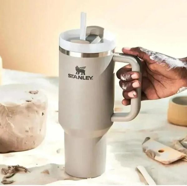 

dhl ship stanley quencher h2.0 40oz tumblers cups with handle lids and straw reusable insulated stainless steel car mugs 2nd big capacity wa