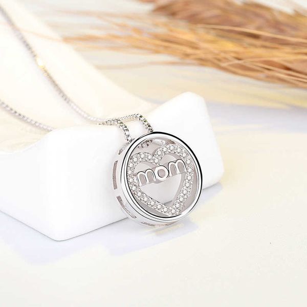 

jewelry qiaolanxuan imitation silver letter mom korean zircon necklace circle heart pendant fashion first, Black