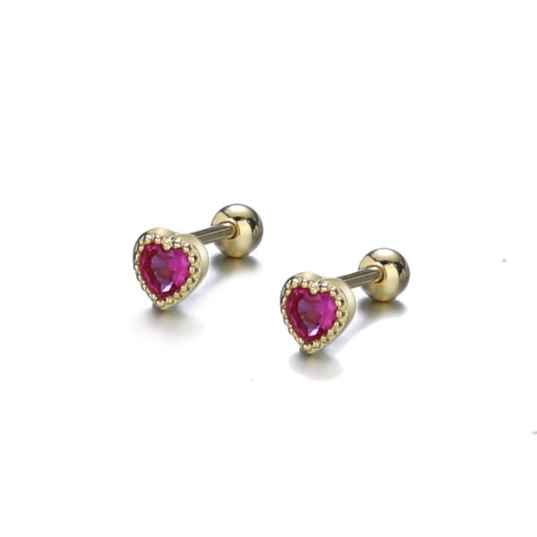 

925 sterling sliver earring designer for girl women heart-shaped zircon screw earrings shinning crystal ear rings jewelry for party multicol, Golden;silver