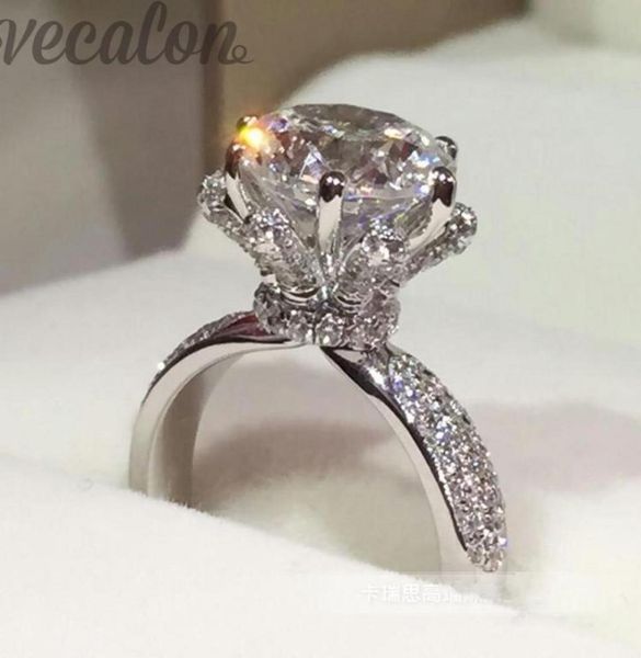 

promotion 94off vecalon engagement wedding band ring for women 3ct cz diamonique ring 925 sterling silver female finger ring4802475, Slivery;golden