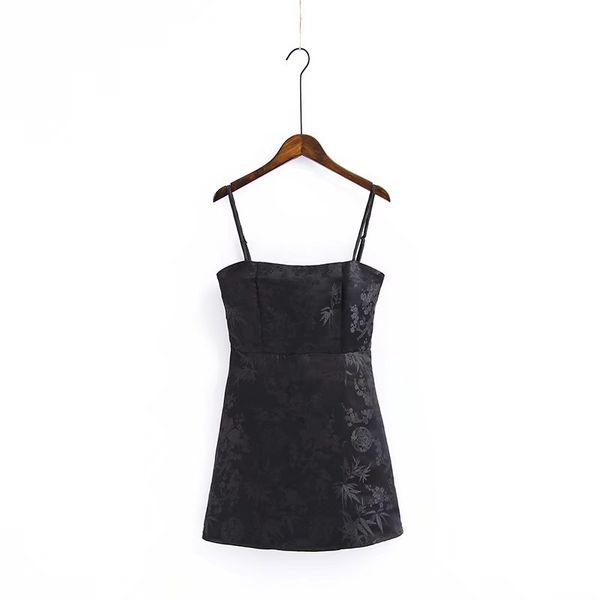

summer new rouje exquisite small fragmented flower embroidery hanging dress women's fashion dress short skirt, Black;gray