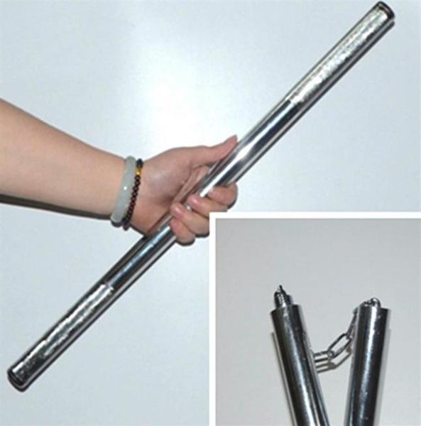 

2022 elling martial arts stick silvery nunchakus 2 in 1 combined carving dragon stainless steel nunchucks selfdefense nonsli7858615